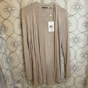 Women's Evolution By Cyrus Beige Long Sleeve Linen Cardigan Size Large